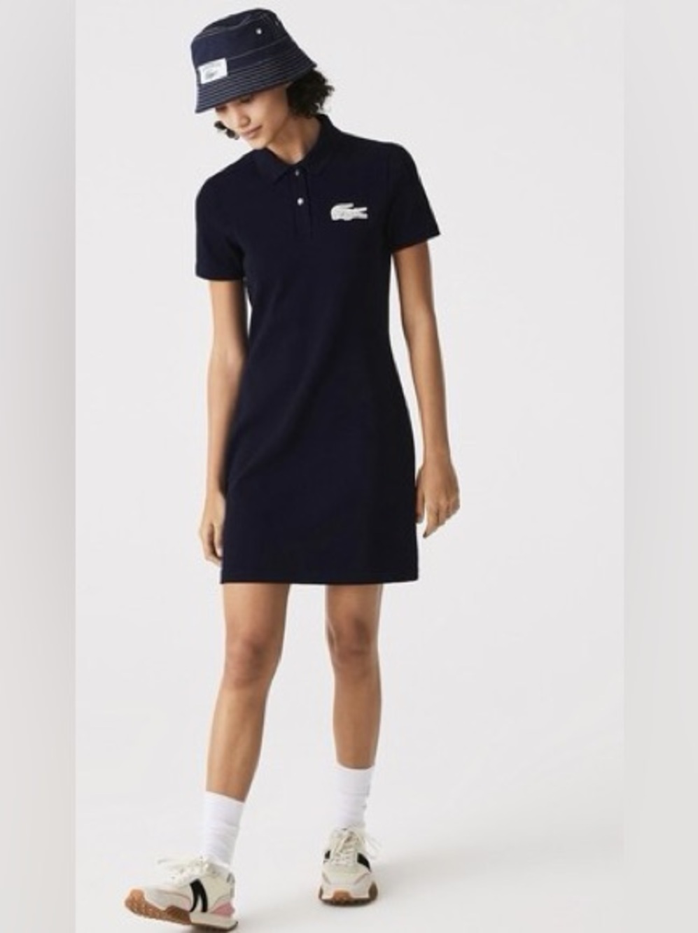 Lacoste Navy Polo Dress with White Crocodile Logo 44 (L)
